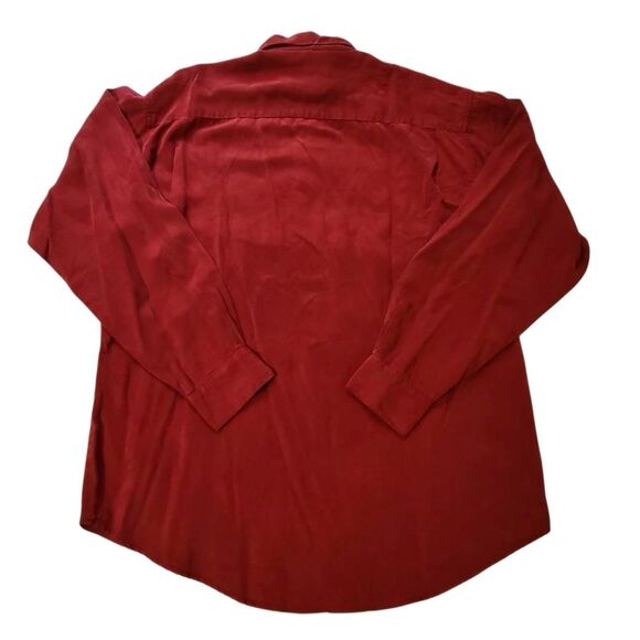 Weekendz off Tencel long sleeve button-down red casual shirt M - Picture 4 of 5
